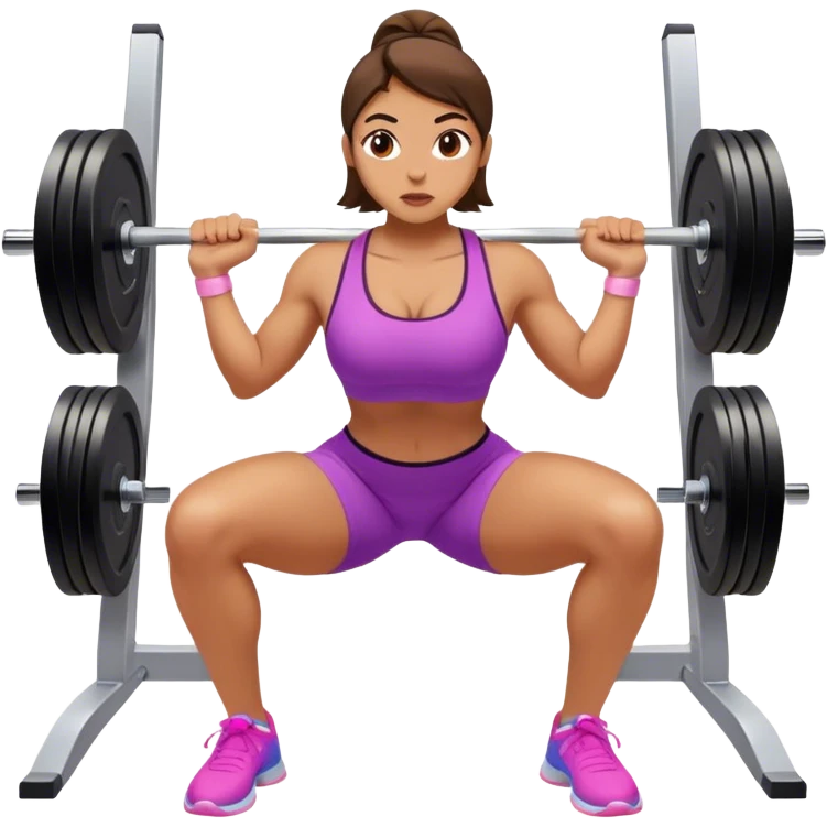 A woman is performing squats in the gym.

 emoji