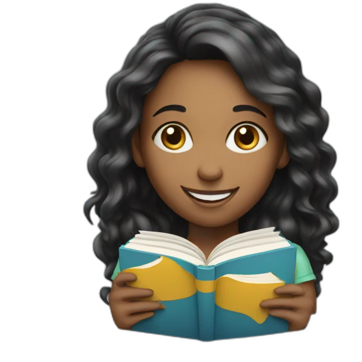smiling girl with book emoji