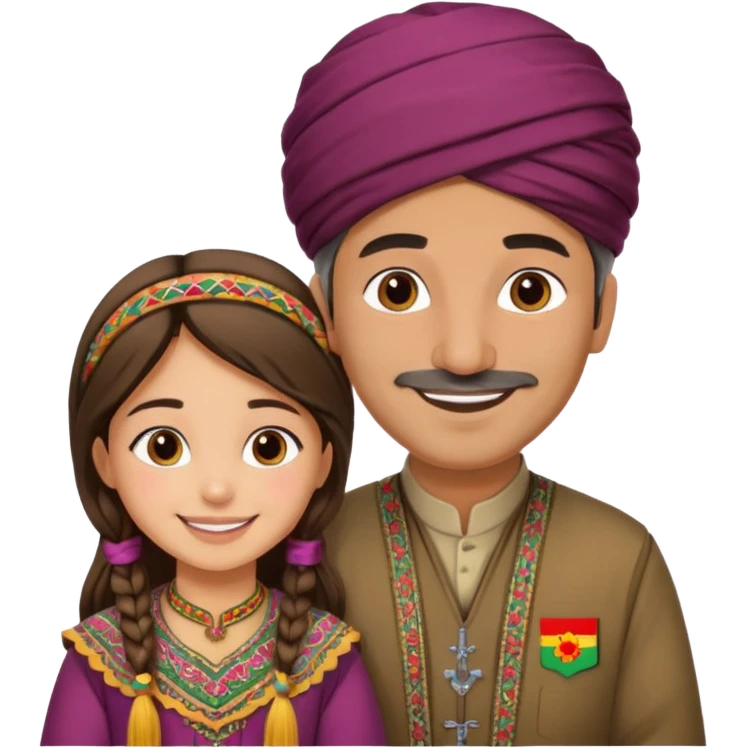 دختر وباباش باهم با لباس کردی emoji