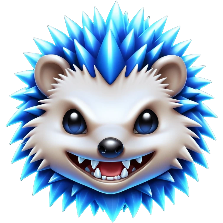 a fantastical dangerous and spooky electric hedgehog with sharp teeth, metal spikes, and strong fangs emoji