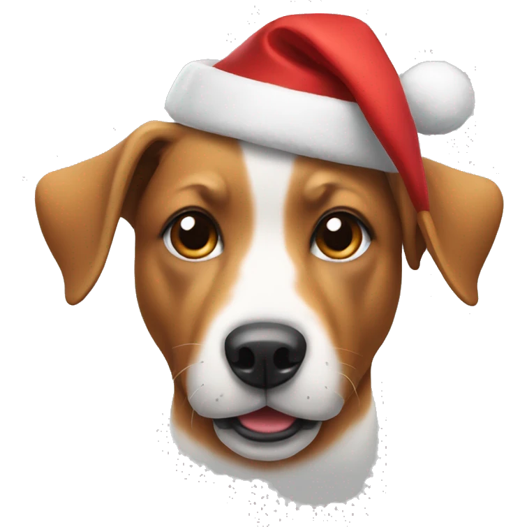 Dog wearing Christmas hat emoji