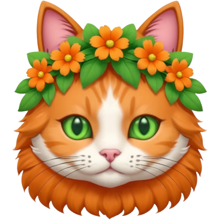 folded ears cat with flowers crown  emoji