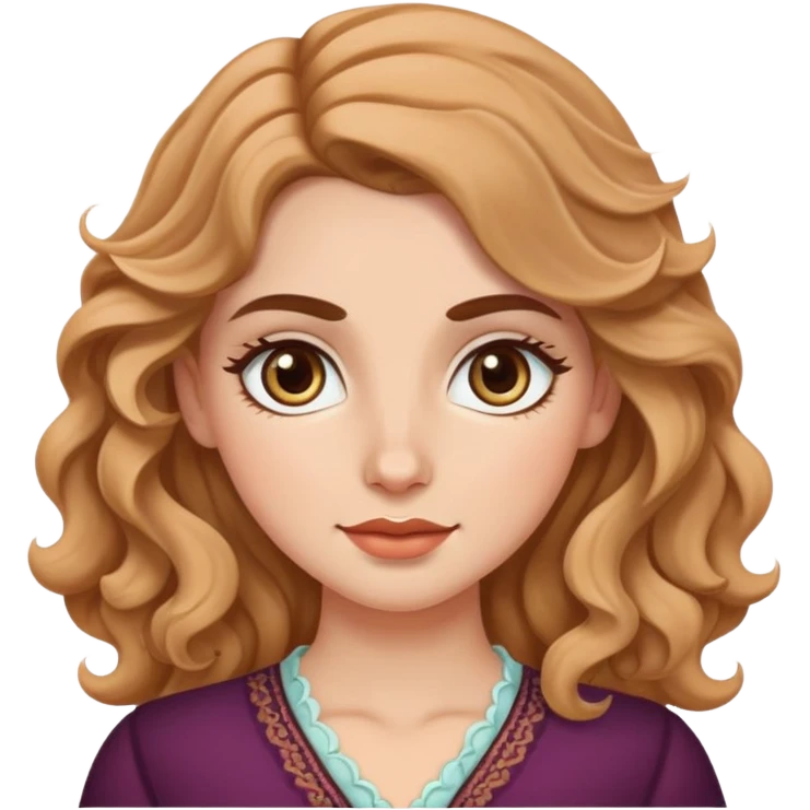 a desi white girl with wavy hair and almond eyes emoji