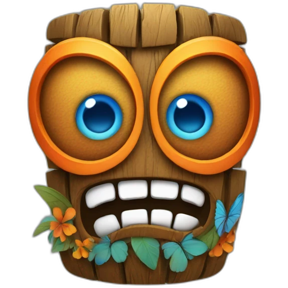 Tiki with colors blue and orange-butterfly-tornado-fun-love emoji