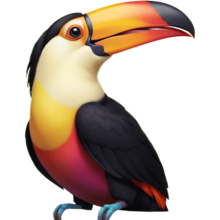 Cinematic Cute Yawning Toucan Portrait Emoji, Head tilted slightly with a dramatic, wide-open yawn, showcasing a colorful, expressive beak and sleepy, half-closed eyes with a relaxed demeanor, Simplified yet irresistibly adorable features, highly detailed, glowing with a soft, cozy tropical glow, high shine, relaxed yet expressive, stylized with a dash of whimsical charm, soft glowing outline, capturing the essence of a drowsy yet affectionate toucan that appears ready to stretch out for a nap! emoji