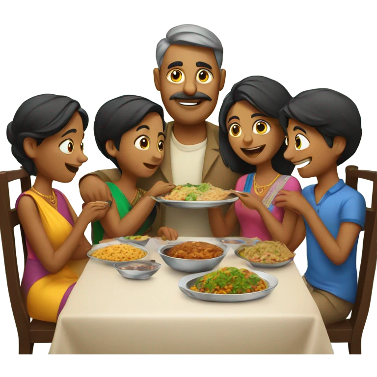 Indian Family eating at restaurant  emoji
