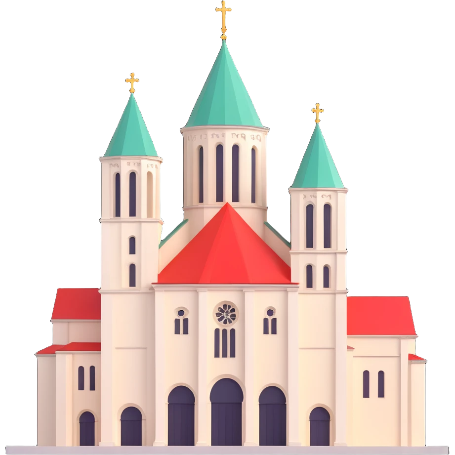 3D Discord role icon of Vilnius Cathedral Lithuania in bold simple style emphasizing cathedral unique architecture and national colors emoji