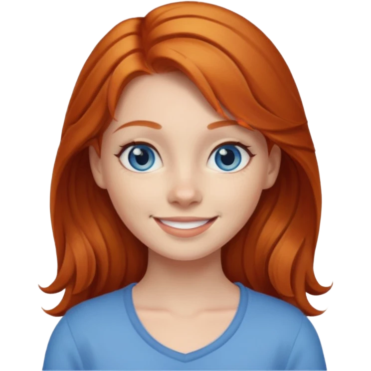 Reba smiling ginger haired girl with blue eyes emoji