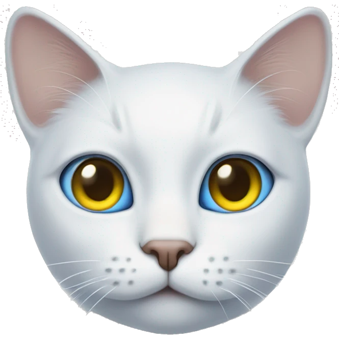 Wite Cat with one eye blue and one eye yelow emoji