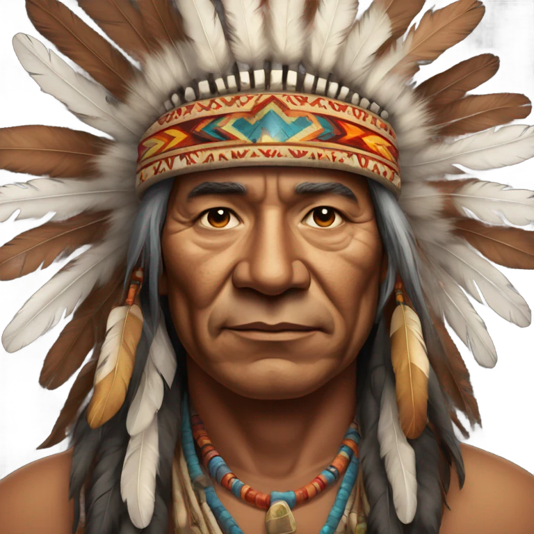 Native American tribal chief with a traditional feathered headdress emoji