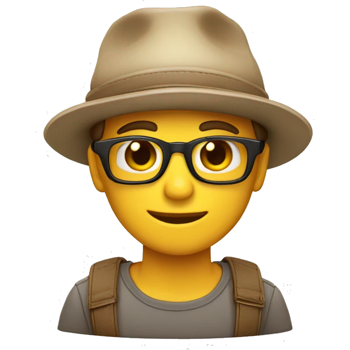 chico con gorra color veige y lentes  emoji