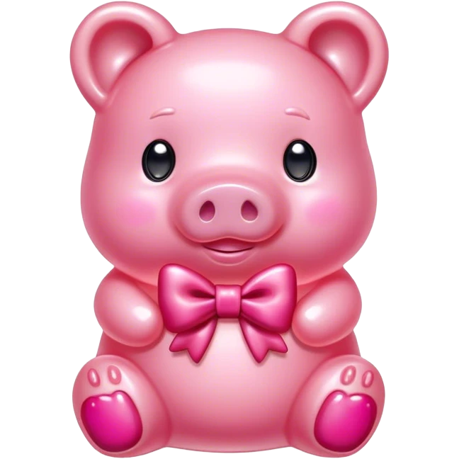 pink gummy jelly bear pig with bow emoji