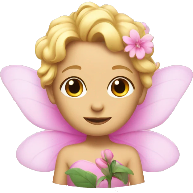 Pink fairy with blond hair on a flower emoji