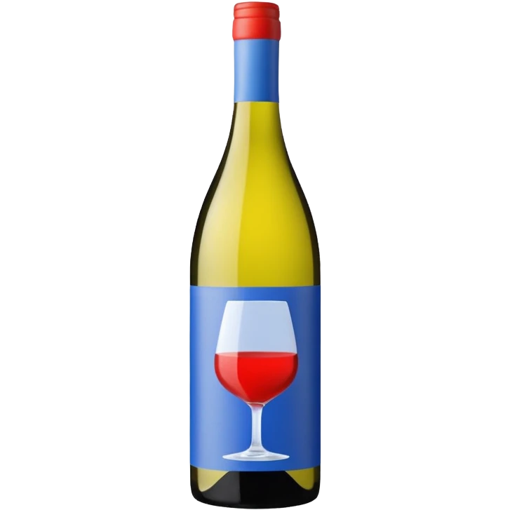 single isolated bottle of natural wine with fun modern design in primary colors on the label. bottle is isolated. no glass. emoji