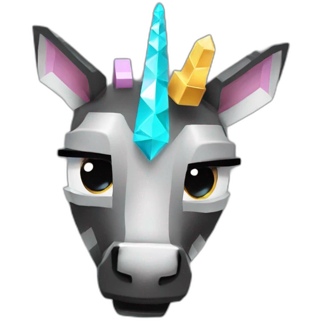 Minecraft Black Jiraffe Head With Diamond Unicorn Horn and Lazer Eyes emoji