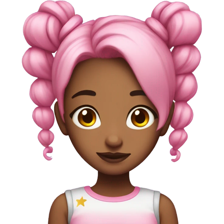 Cute girl with pink hair with spacebuns emoji