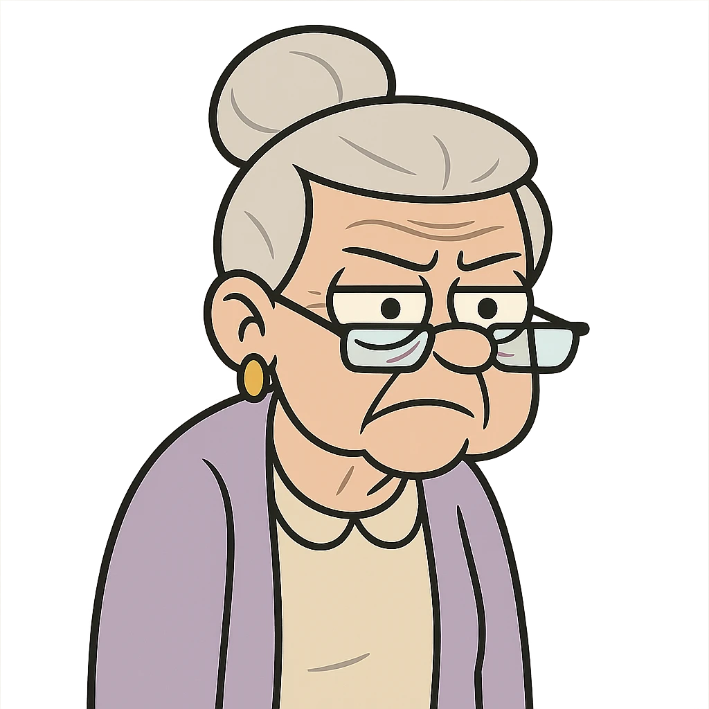 flat toon style granny eye with glasses moved forward emoji