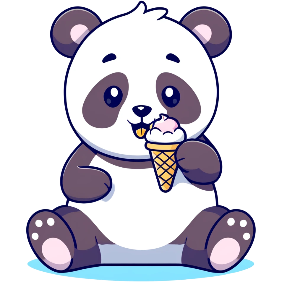 Panda eating ice cream emoji