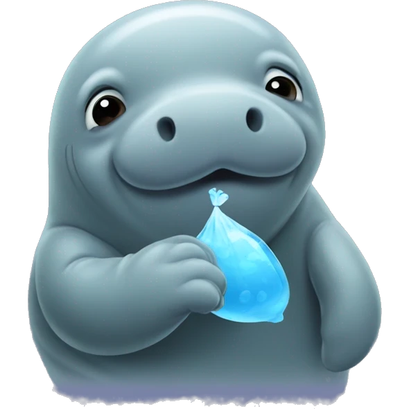 a manatee blowing a kiss emoji