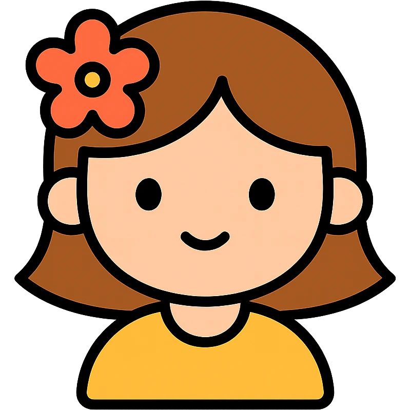 a cute girl, color outline icon style emoji