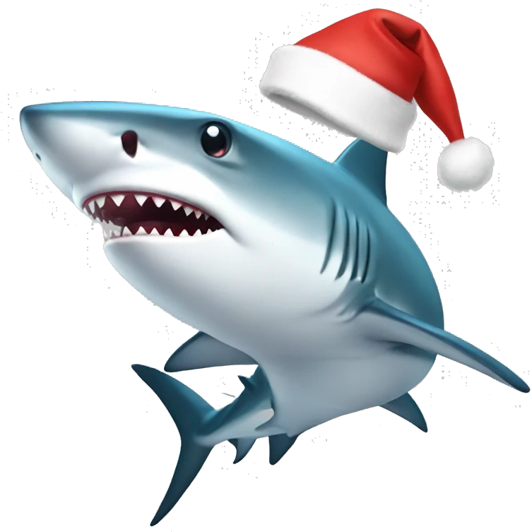 Shark wearing Christmas hat emoji