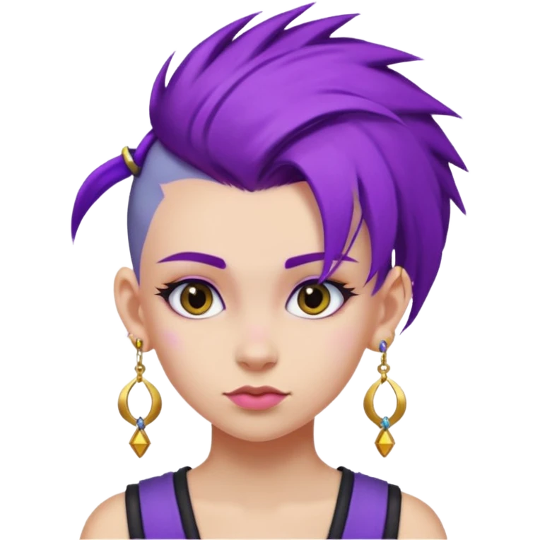 purple hair girl mohawk with earrings emoji