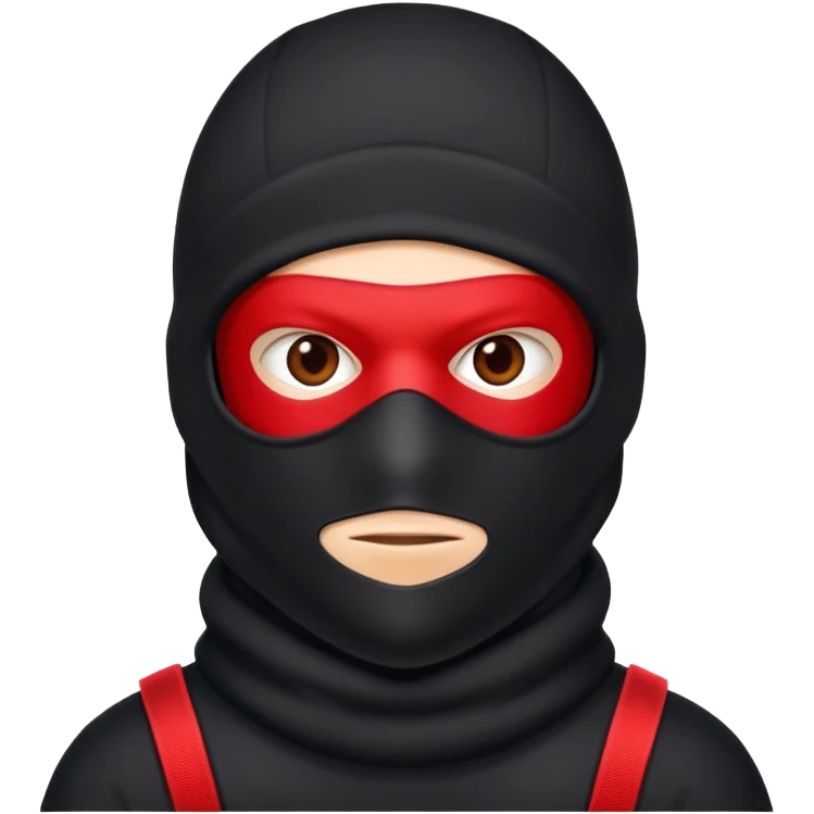 sinister-looking robber with black and red ski mask emoji