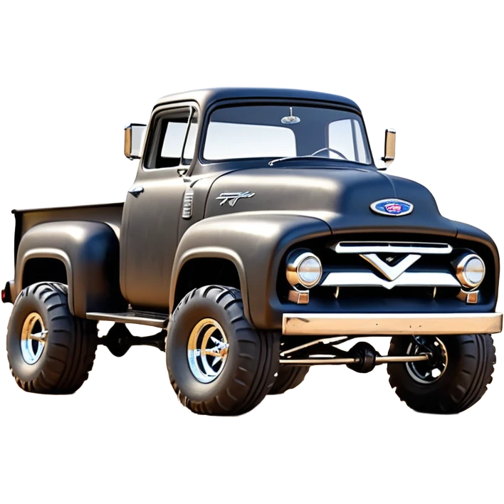 1:10 off-road lcg smoking rusting Arrma Traxxas Basher Wednesday Adam’s 1954 blackened tarnished hotrod utility streamlined anime Ford extended cab rc bulging pickup (extra wide low-profile pin tires chrome wheels with fenders) emoji