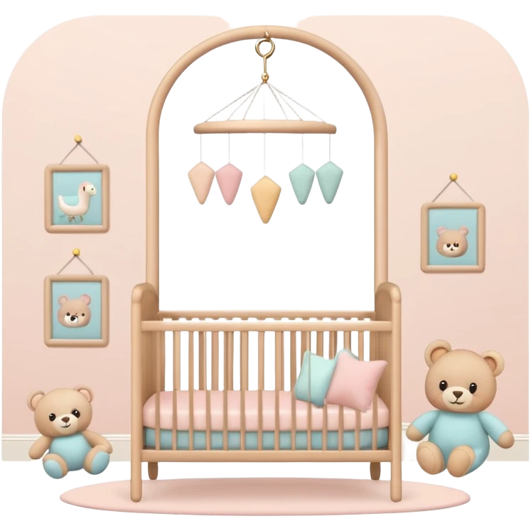 baby room, Nursery with pastel walls and hanging mobile emoji
