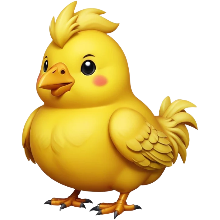 Fat chocobo from Final Fantasy, round plump yellow bird sitting emoji