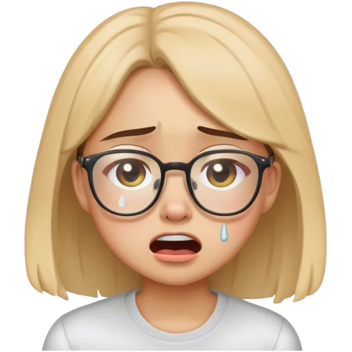 girl with glasses crying emoji