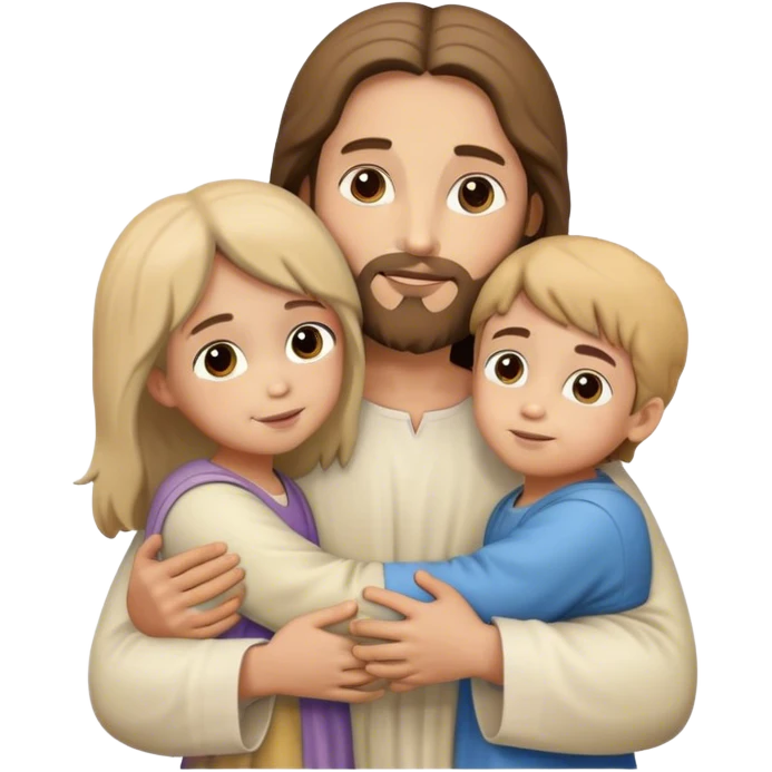 jesus christ hugging little boy and girl emoji