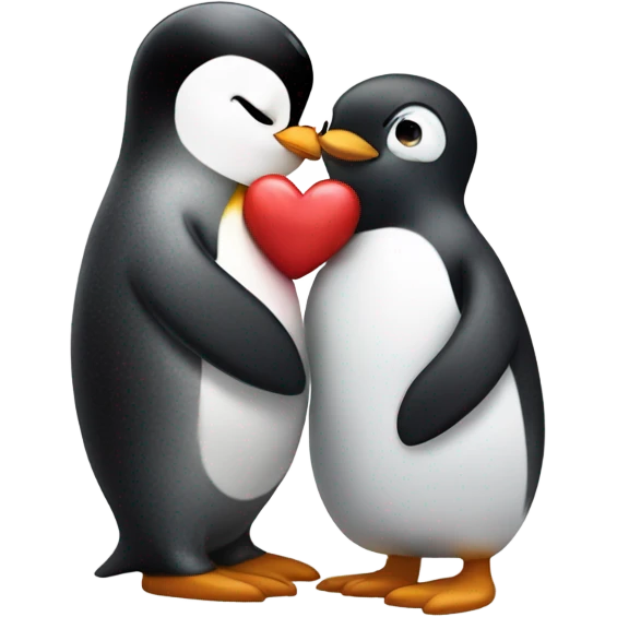 A penguin doing the kissing face with a heart emoji