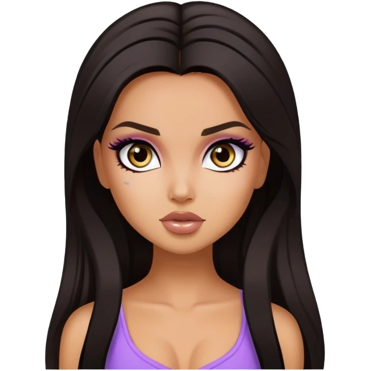 dark hair with strains, pretty beautiful bratz baddie emoji