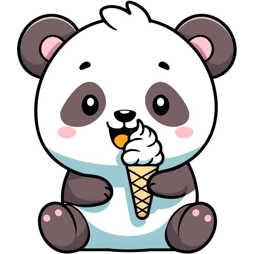 Panda eating ice cream emoji