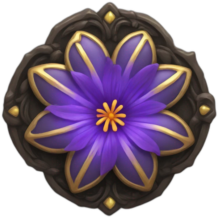 fantasy medallion in the shape of a dark flower emoji