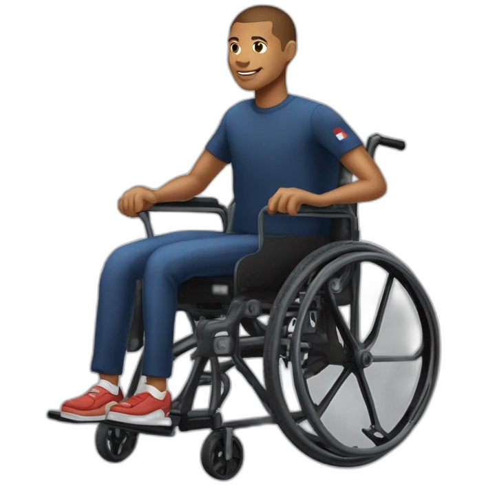 Handicapé en fauteuil roulant tenant la main de Kilian Mbappe emoji