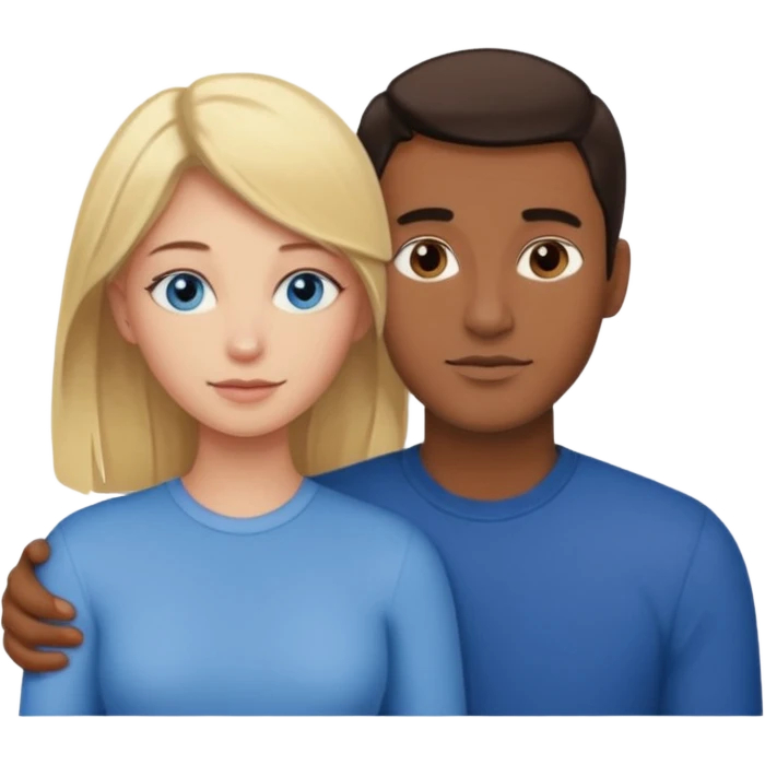 blonde hair blue eyes woman embracing a taller man who has brown skin and dark hair more like the first one emoji
