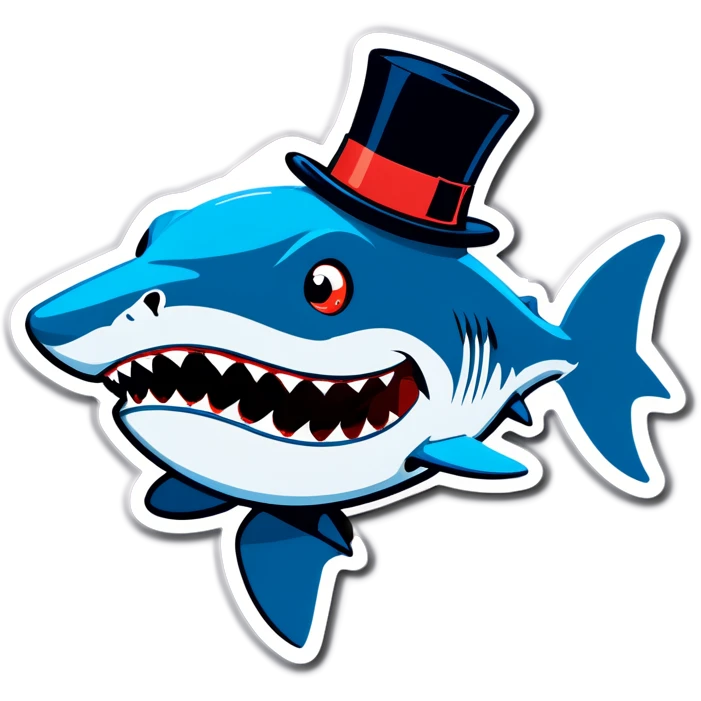 Shark with a top hat emoji