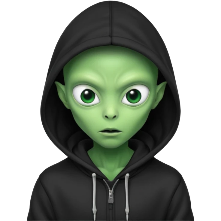 a portrait of aliens wear black hoodie emoji