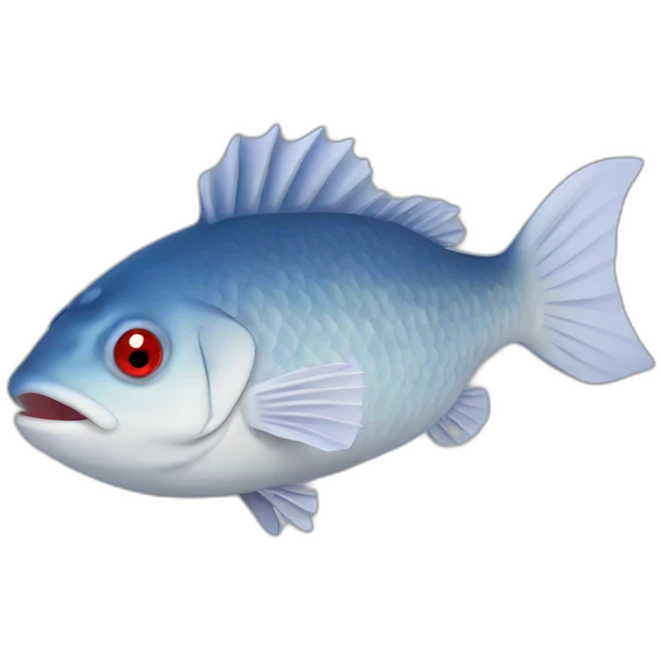 fish fugu breed, blue color with red eyes emoji