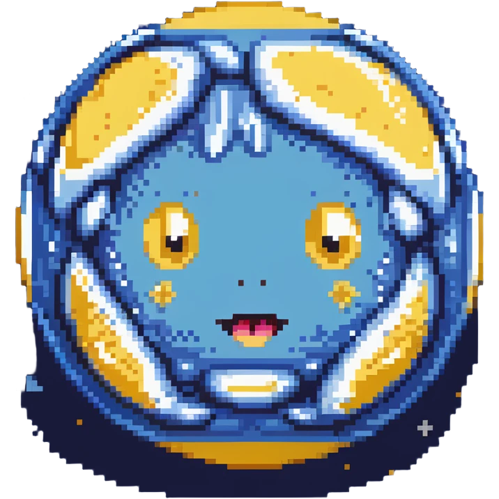 Neptune planet with deep blue surface and visible swirling patterns with a cute face emoji