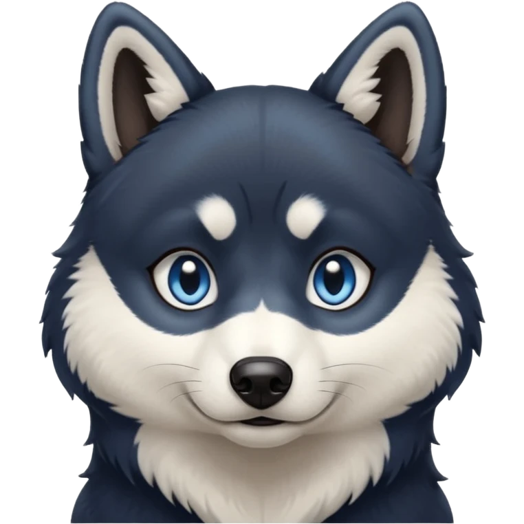 Dark black Husky with blue eyes with a very judgemental look on his face emoji