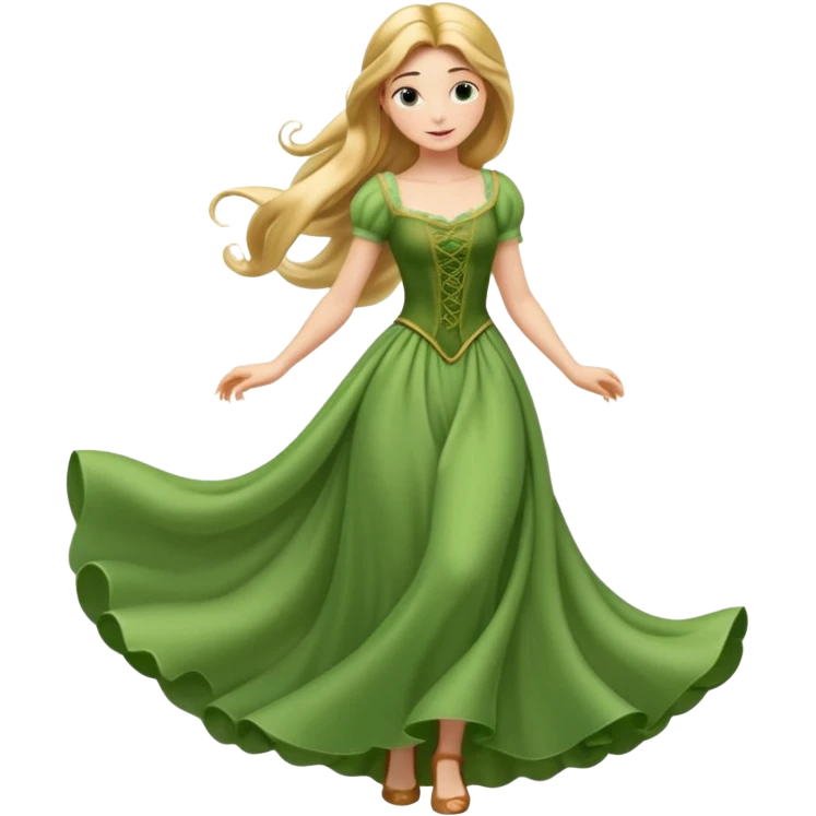 Rapuncel in green dress emoji