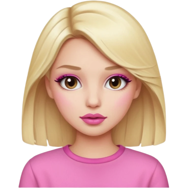 blonde girl, pink clothes, trendy heavy makeup emoji