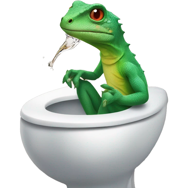 Lizard on the toilet drinking a drink emoji