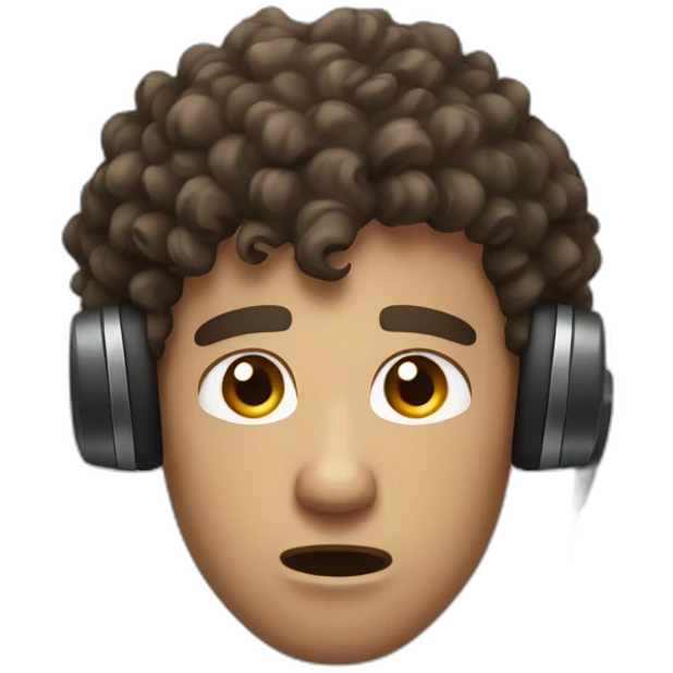 very angry curly brown short hair guy with a headset emoji