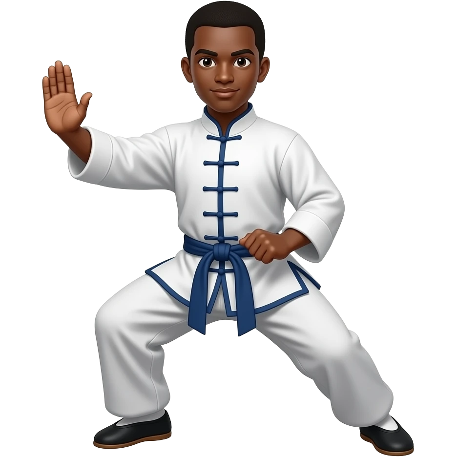 Black American Kung Fu student doing tai chi emoji