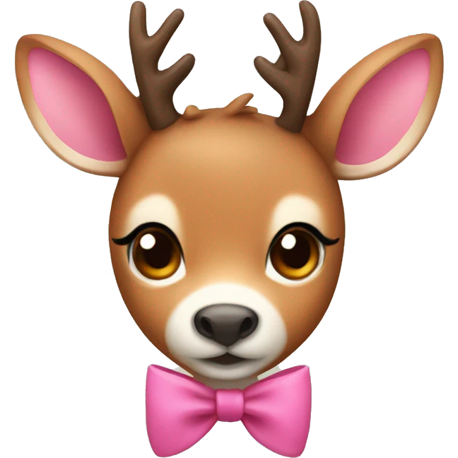 cute deer with pink ears and a brown bow emoji