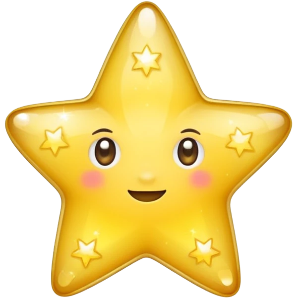 Generate a high-quality 3D cartoon-style emoji of a yellow sparkling star, glittering and shining effect, smooth gradient colors, rounded and cute appearance, no human faces, simple white background, high-resolution.

 emoji